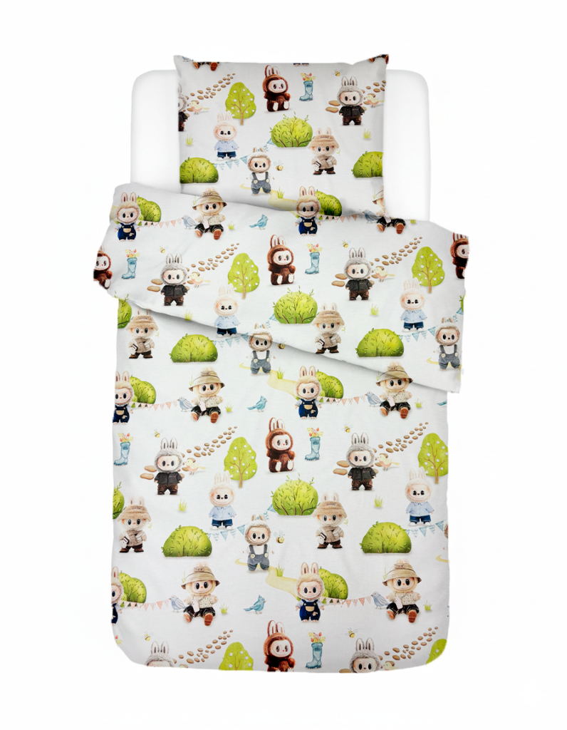 Laste puuvillane voodipesukomplekt White Labubu