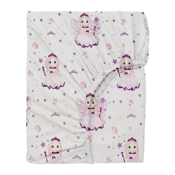 Laste puuvillane voodilina kummiga Lilac Fairies