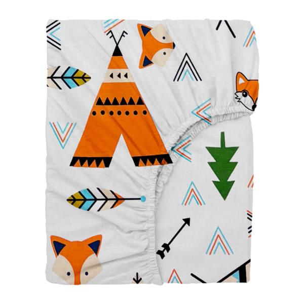 Laste puuvillane voodilina kummiga Woodland Foxes