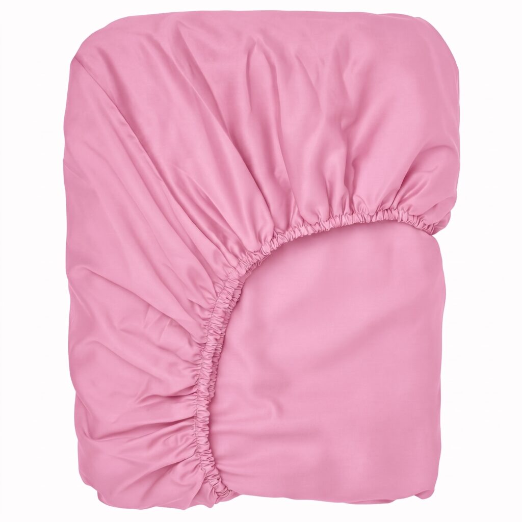 Puuvillasatiinist voodilina kummiga Candy Pink