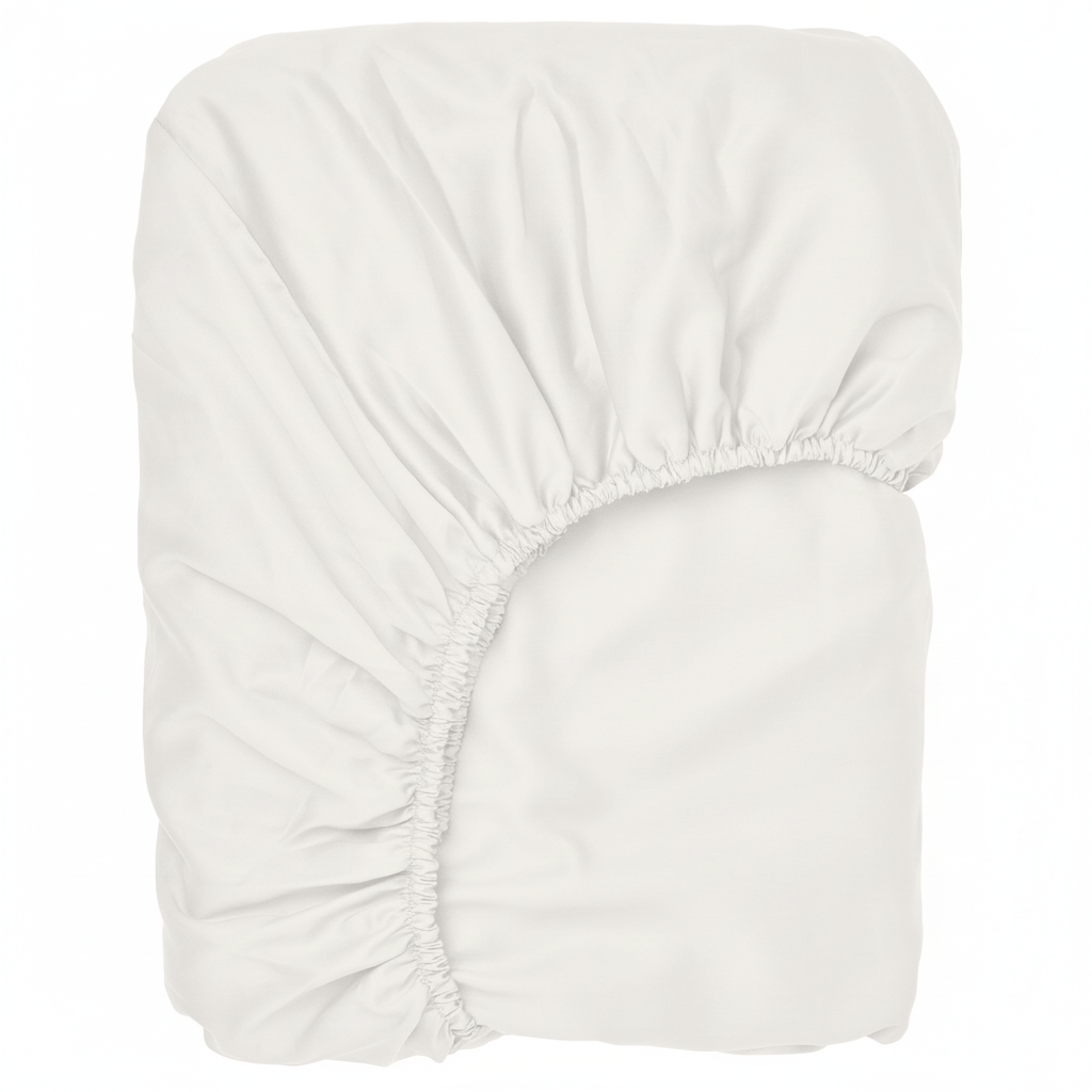Puuvillasatiinist voodilina kummiga Milky White