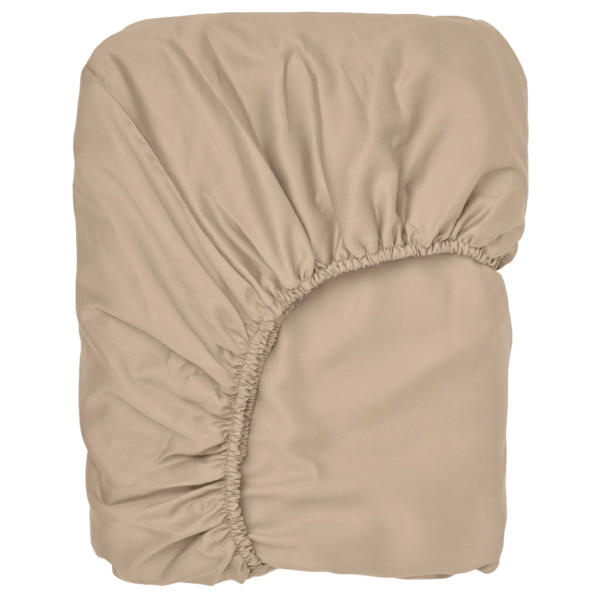 Puuvillasatiinist voodilina kummiga Sand Beige