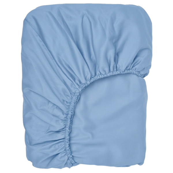 Puuvillasatiinist voodilina kummiga Sky Blue