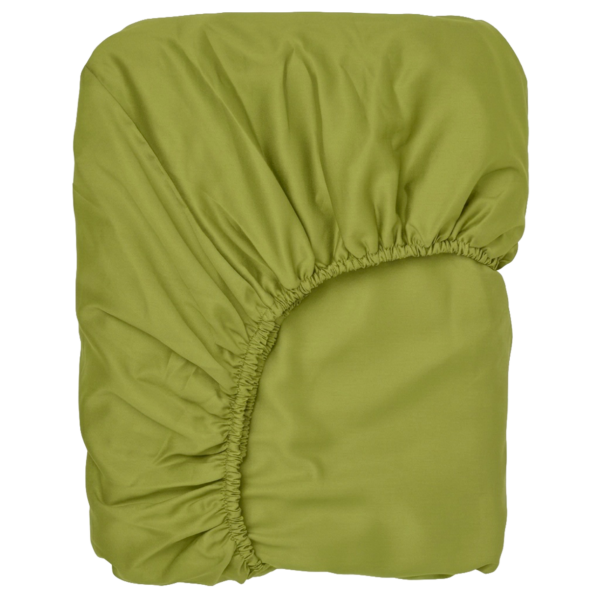 Puuvillasatiinist voodilina kummiga Lime Olive
