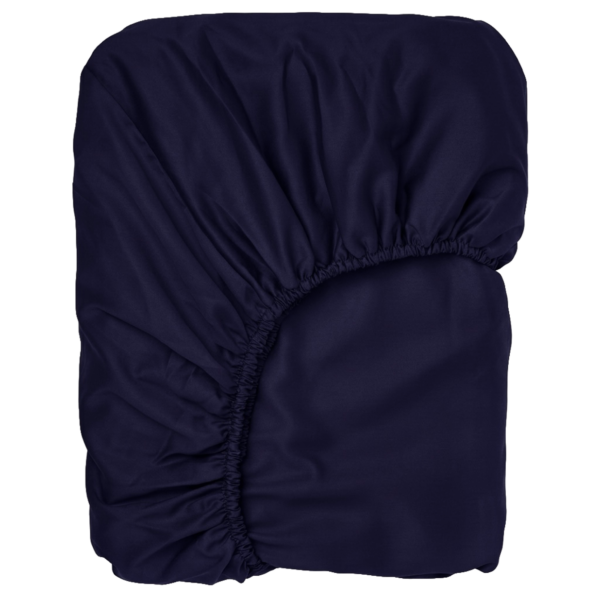 Puuvillasatiinist voodilina kummiga Navy Blue
