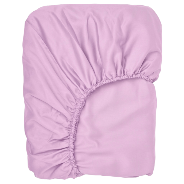 Puuvillasatiinist voodilina kummiga Soft Lilac