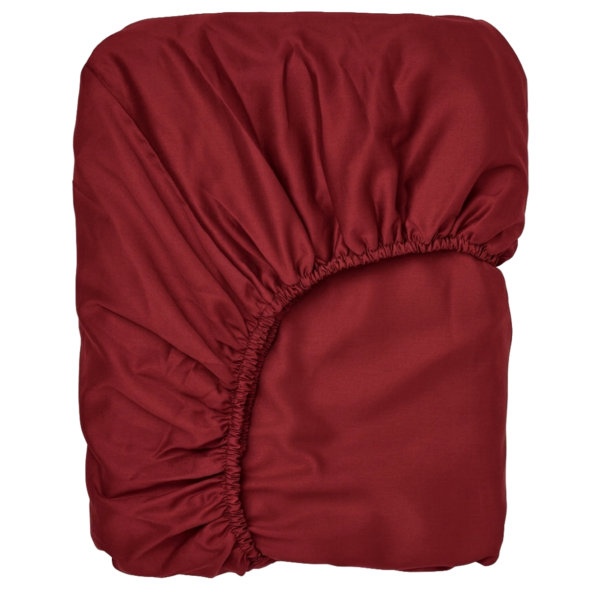 Puuvillasatiinist voodilina kummiga Burgundy