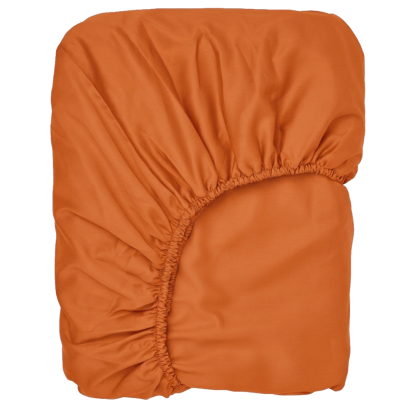Puuvillasatiinist voodilina kummiga Carrot Orange