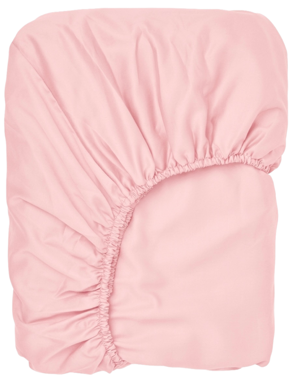 Puuvillasatiinist voodilina kummiga Baby Pink