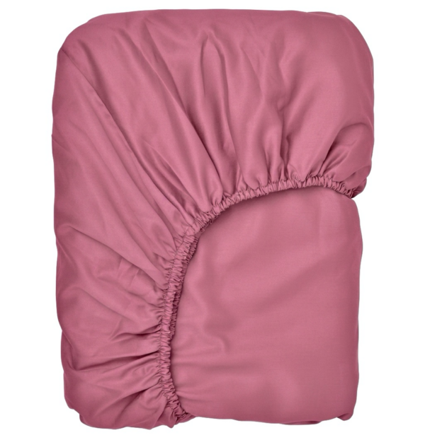 Puuvillasatiinist voodilina kummiga Dusty Rose