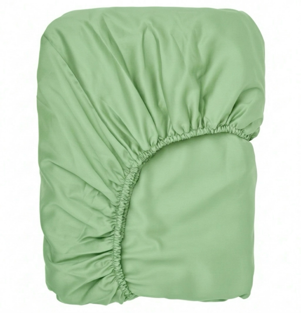 Puuvillasatiinist voodilina kummiga Fresh Pistachio
