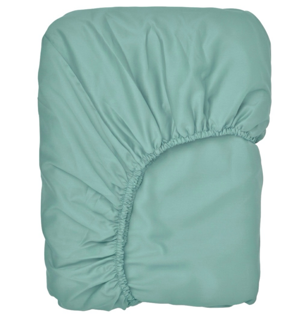 Puuvillasatiinist voodilina kummiga Soft Aqua