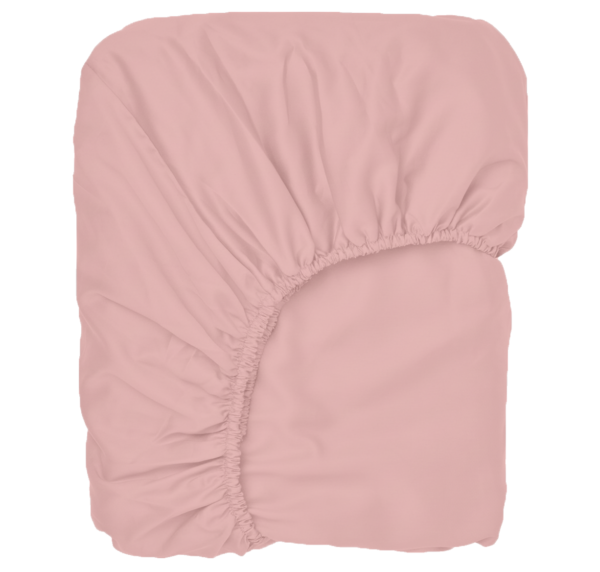 Puuvillasatiinist voodilina kummiga Peach Pink