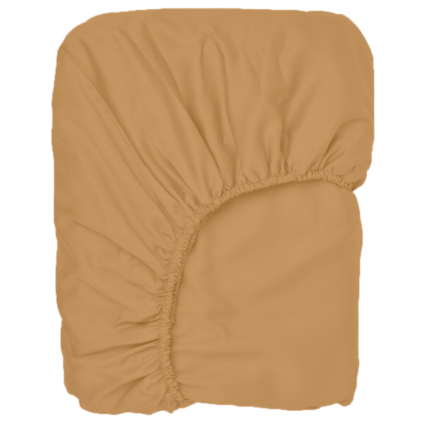 Puuvillasatiinist voodilina kummiga Warm Camel