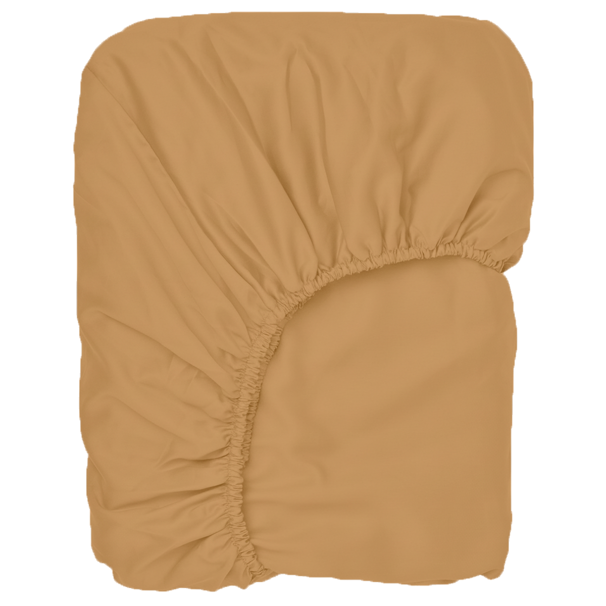 Puuvillasatiinist voodilina kummiga Warm Camel
