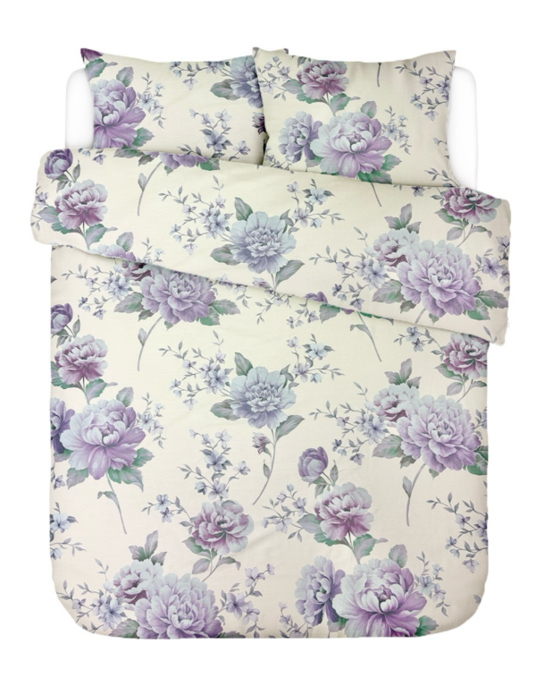 Mako-satiinist voodipesukomplekt Soft Lilac Peonies