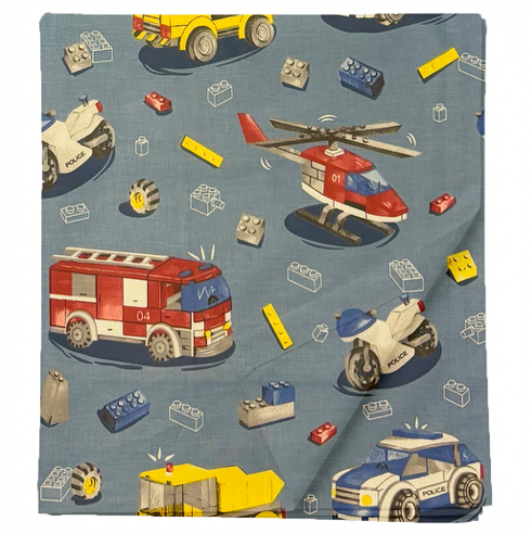 Laste puuvillane voodilina ilma kummita Blue Lego Vehicles