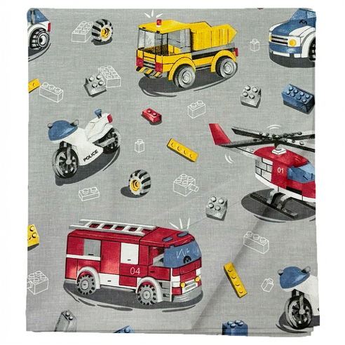 Laste puuvillane voodilina ilma kummita Grey Lego Vehicles