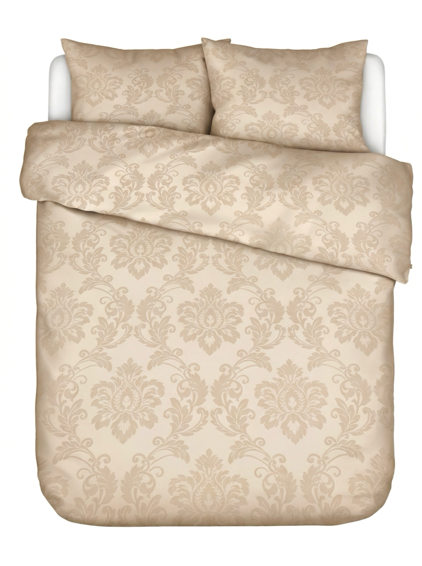 Комплект постельного белья из хлопкового сатина с жаккардовым узором «Damask Warm Beige»