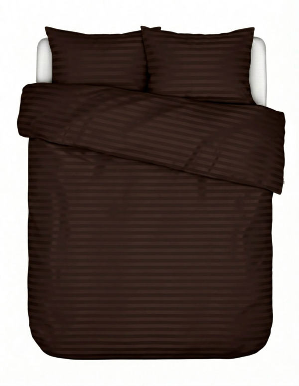 Puuvillasatiinist 1 cm triipsatiin voodipesukomplekt Dark Chocolate