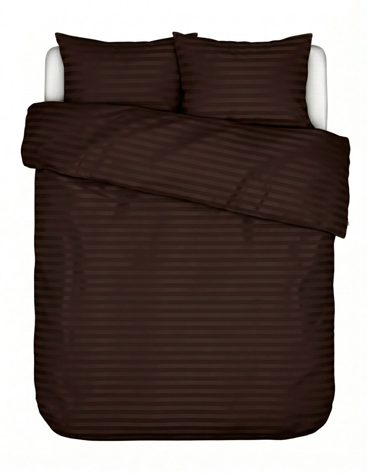 Puuvillasatiinist 1 cm triipsatiin voodipesukomplekt Dark Chocolate