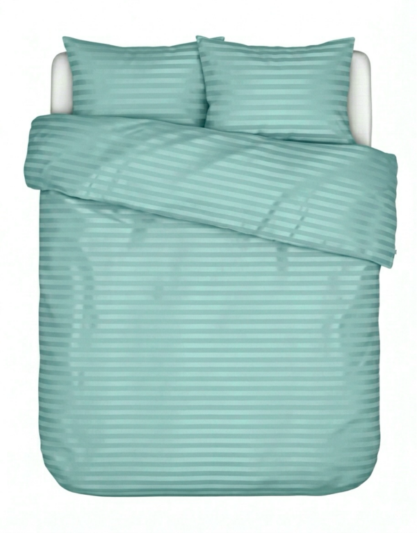 Puuvillasatiinist 1 cm triipsatiin voodipesukomplekt Soft Aqua