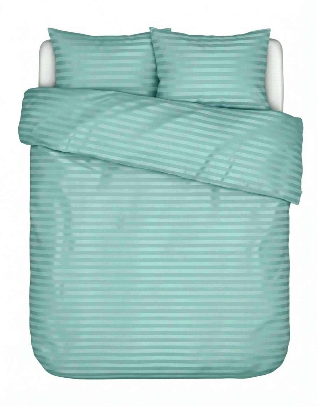 Puuvillasatiinist 1 cm triipsatiin voodipesukomplekt Soft Aqua