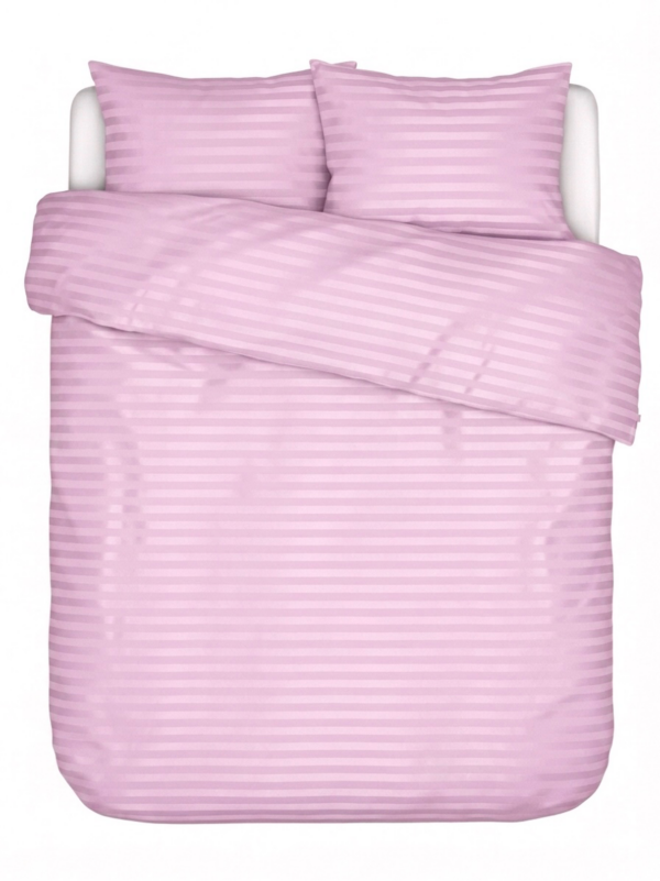 Puuvillasatiinist 1 cm triipsatiin voodipesukomplekt Warm Lilac