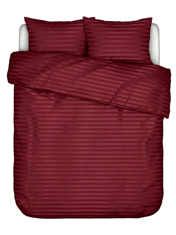 Puuvillasatiinist 1 cm triipsatiin voodipesukomplekt Burgundy