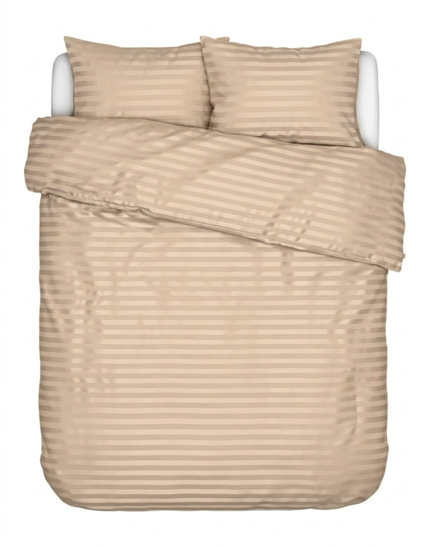 Puuvillasatiinist 1 cm triipsatiin voodipesukomplekt Sand Beige