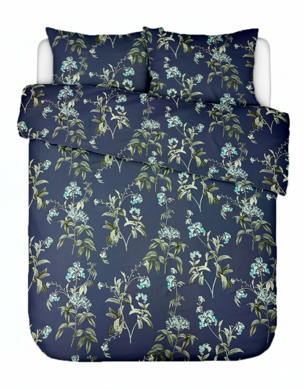 Mako-satiinist voodipesukomplekt Dusty Blue Floral