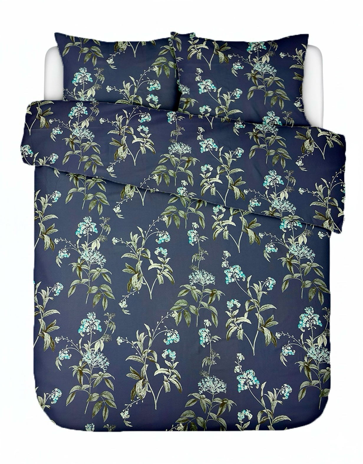 Mako-satiinist voodipesukomplekt Dusty Blue Floral