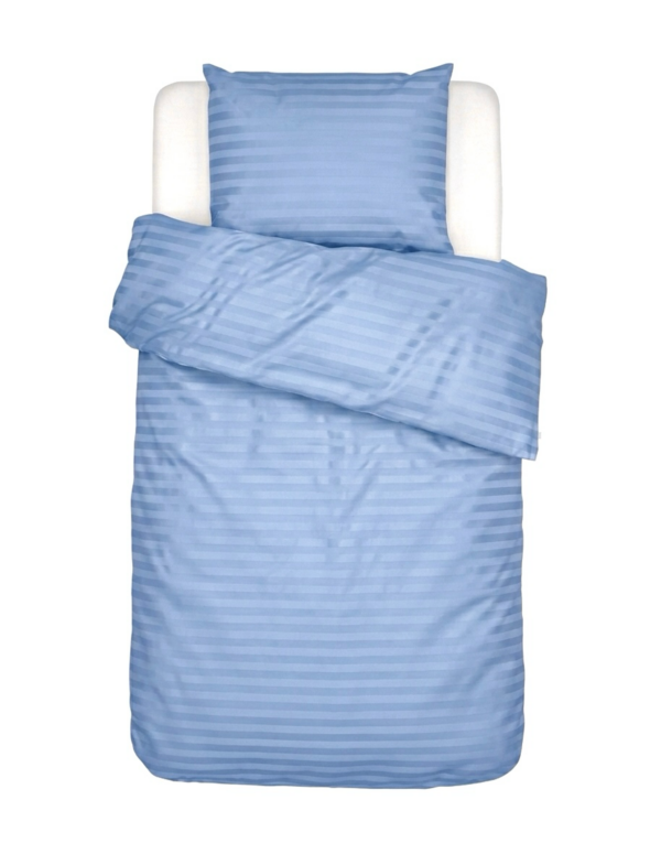 Puuvillasatiinist 1 cm triipsatiin voodipesukomplekt Sky Blue