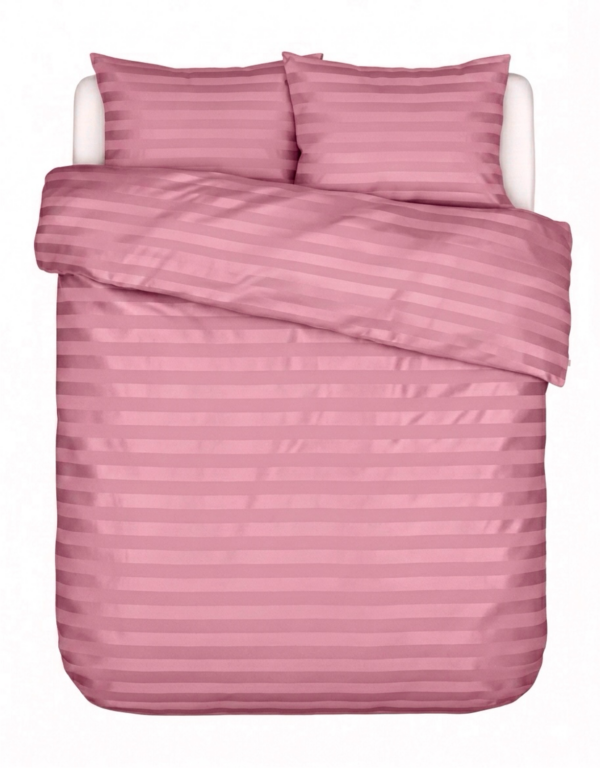 Puuvillasatiinist 2 cm triipsatiin voodipesukomplekt Dusty Rose
