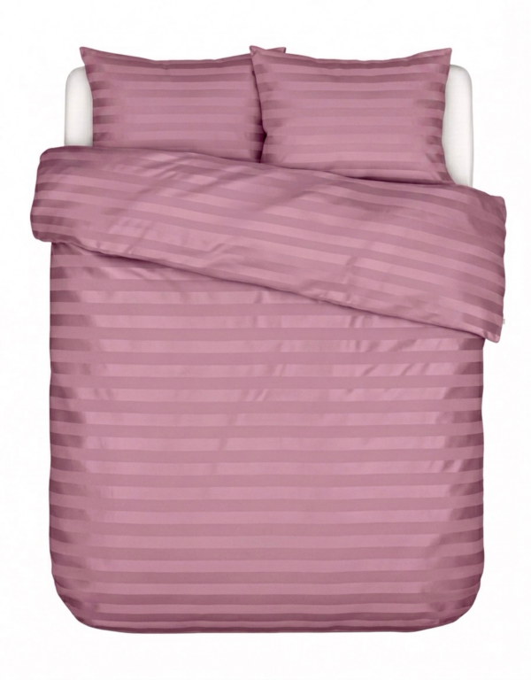 Puuvillasatiinist 2 cm triipsatiin voodipesukomplekt Dusty Plum