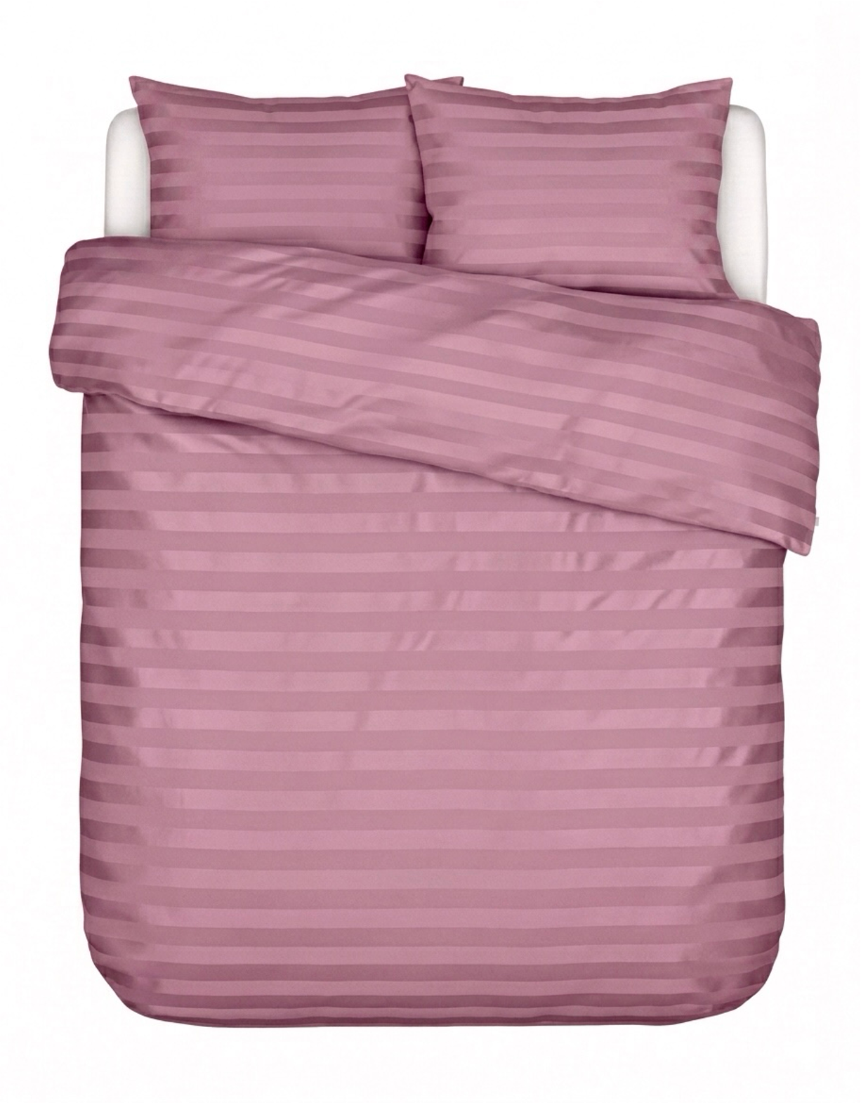 Puuvillasatiinist 2 cm triipsatiin voodipesukomplekt Dusty Plum