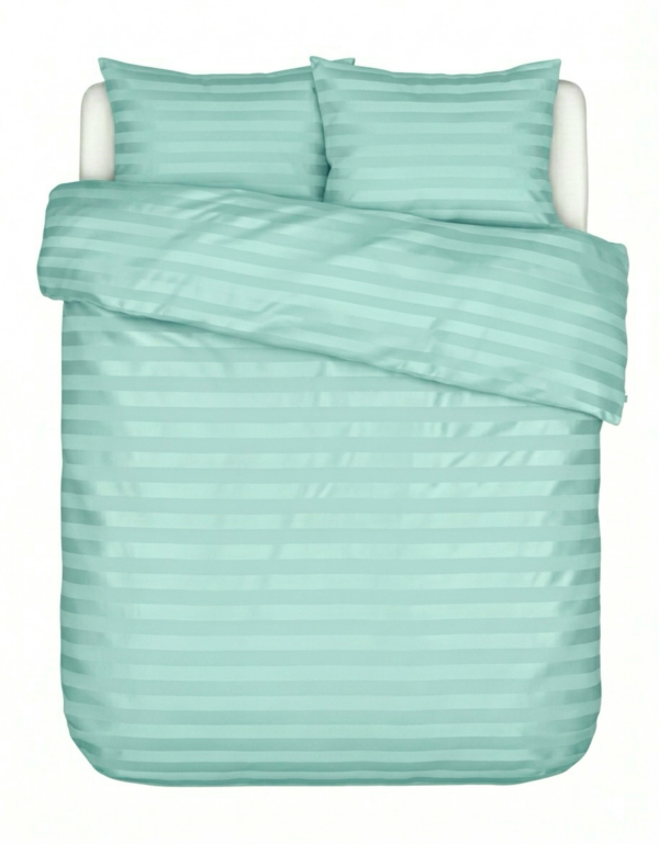 Puuvillasatiinist 2 cm triipsatiin voodipesukomplekt Soft Aqua
