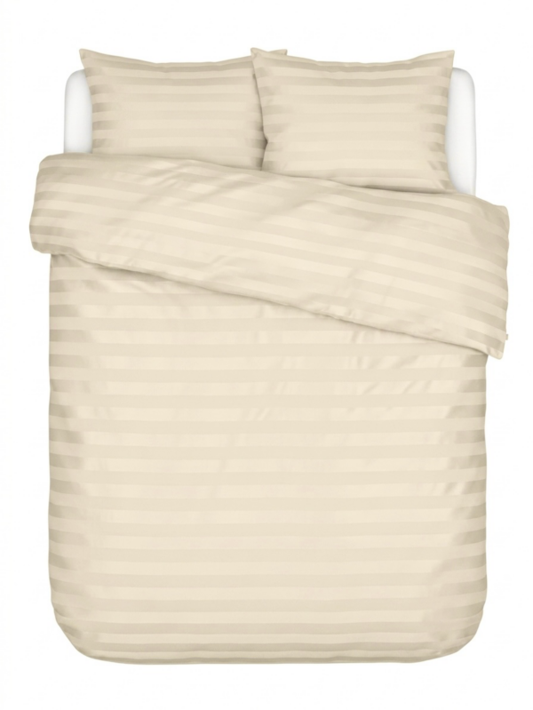 Puuvillasatiinist 2 cm triipsatiin voodipesukomplekt Cool Beige