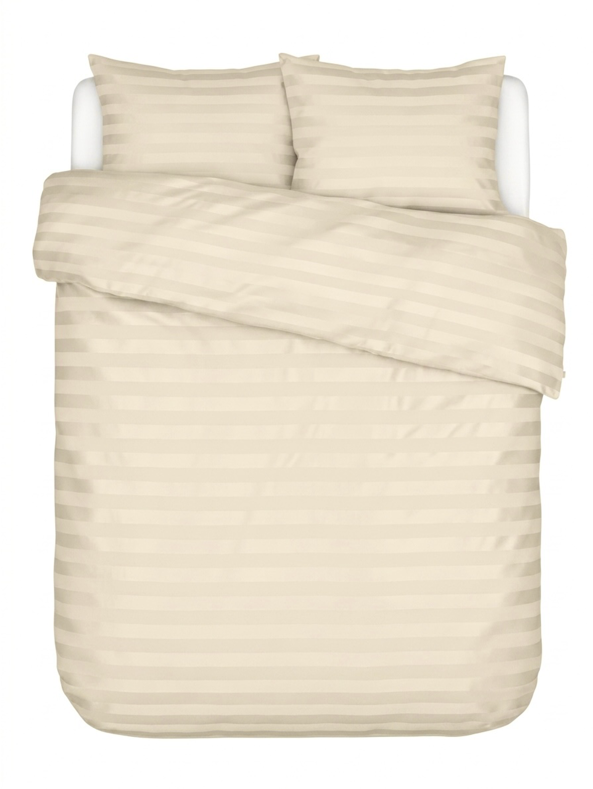 Puuvillasatiinist 2 cm triipsatiin voodipesukomplekt Cool Beige