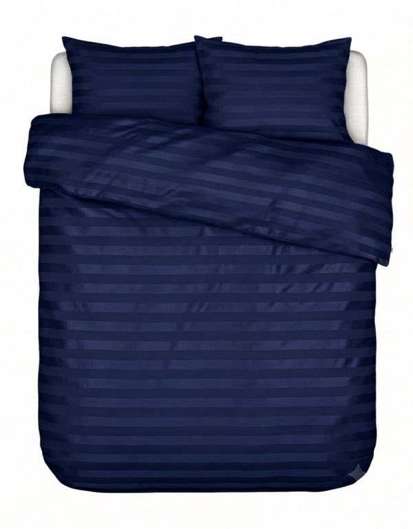Puuvillasatiinist 2 cm triipsatiin voodipesukomplekt Navy Blue