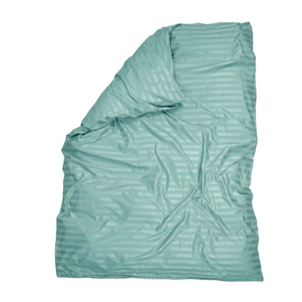 Puuvillasatiinist 1 cm triipsatiin tekikott Soft Aqua