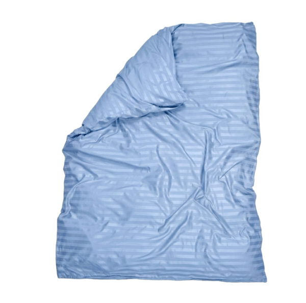 Puuvillasatiinist 1 cm triipsatiin tekikott Sky Blue