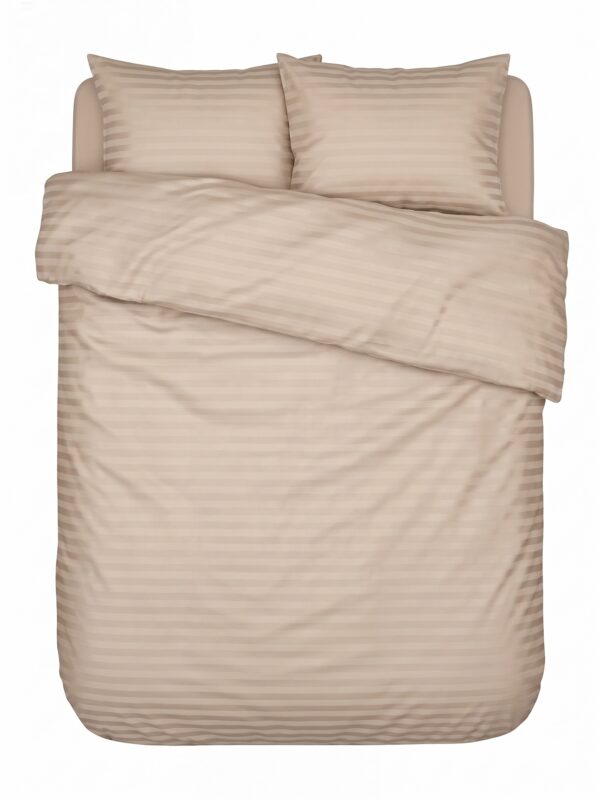 Puuvillasatiinist 1 cm triipsatiin voodipesukomplekt Sand Beige
