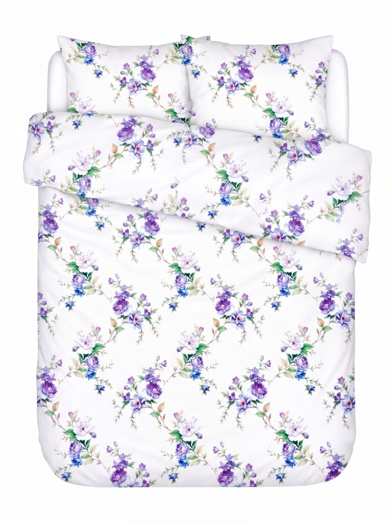 Puuvillasatiinist voodipesukomplekt Lilac Garden