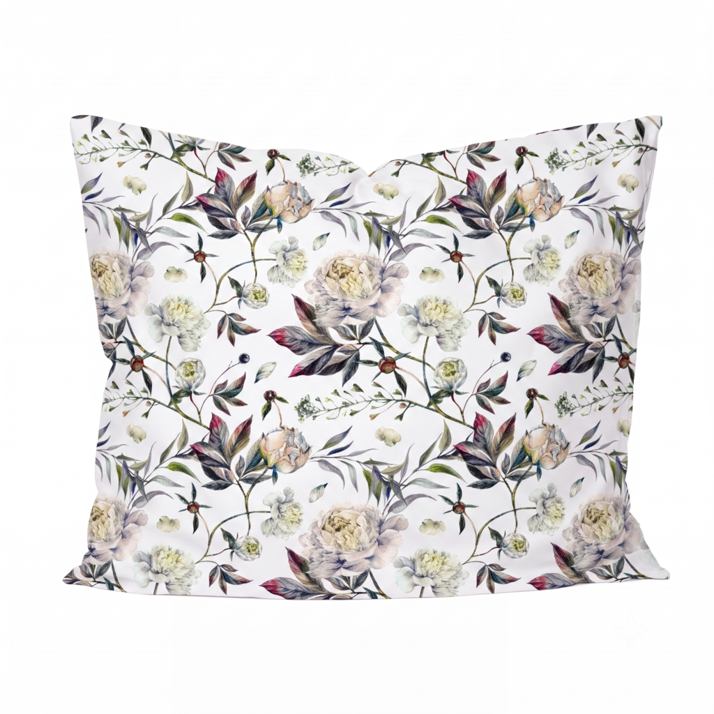 Puuvillasatiinist padjapüür Botanical Peonies