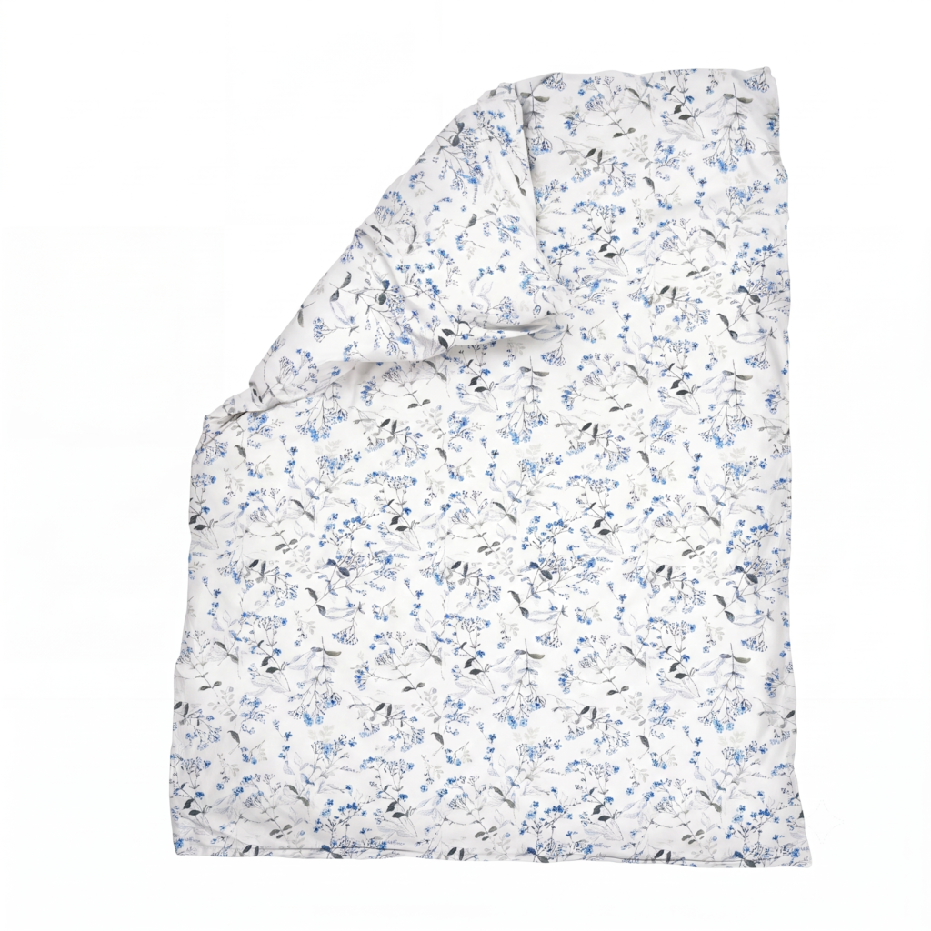 Puuvillasatiinist tekikott Blue Wildflowers