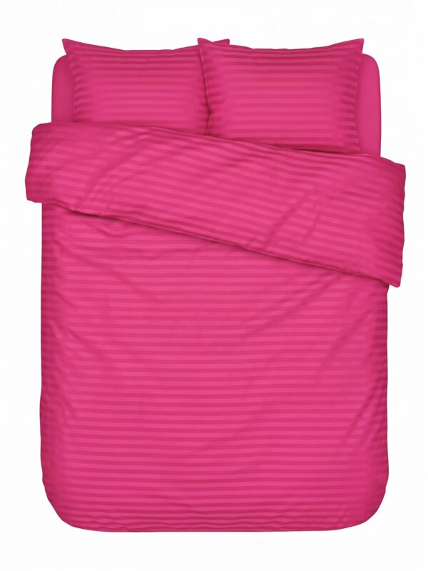 Puuvillasatiinist 1 cm triipsatiin voodipesukomplekt Hot Pink