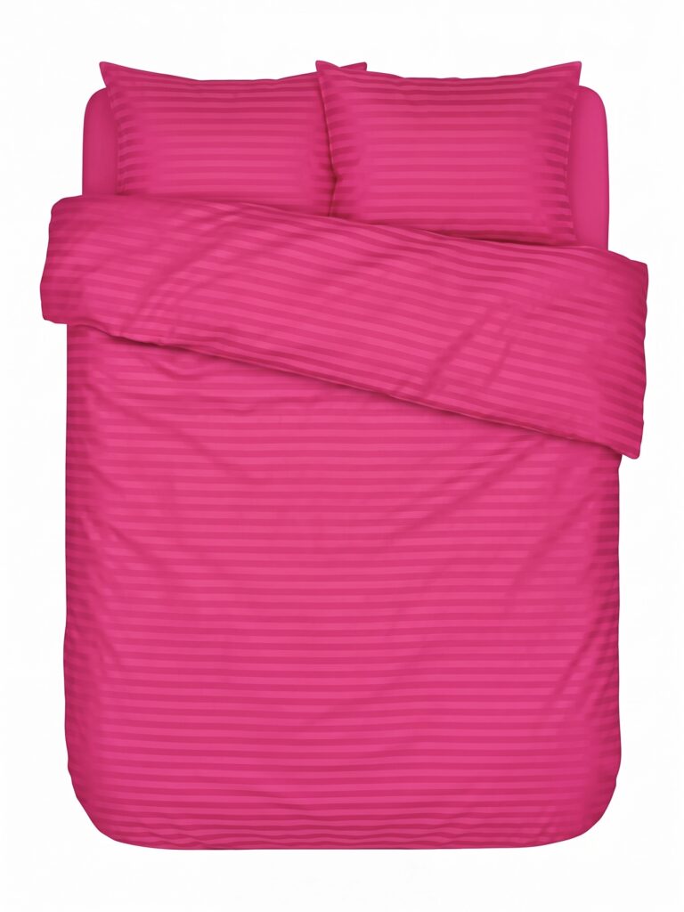 Puuvillasatiinist 1 cm triipsatiin voodipesukomplekt Hot Pink