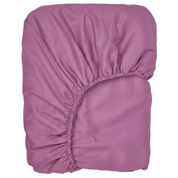 Puuvillasatiinist voodilina kummiga Mauve Rose