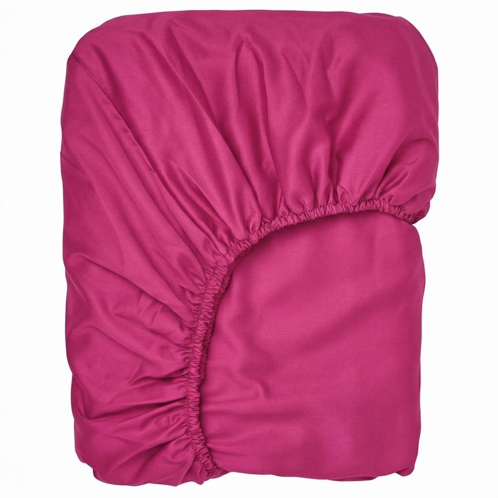 Puuvillasatiinist voodilina kummiga Hot Pink